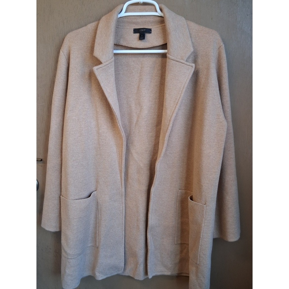 J. Crew Sophie Sweater Blazer Tan Medium Cotton Merino Wool Blend Neutral LNWOT